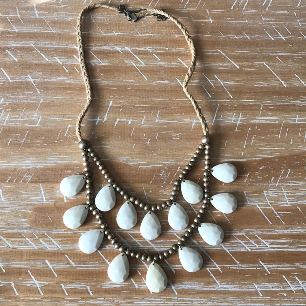 Cream gold and nude statement necklace